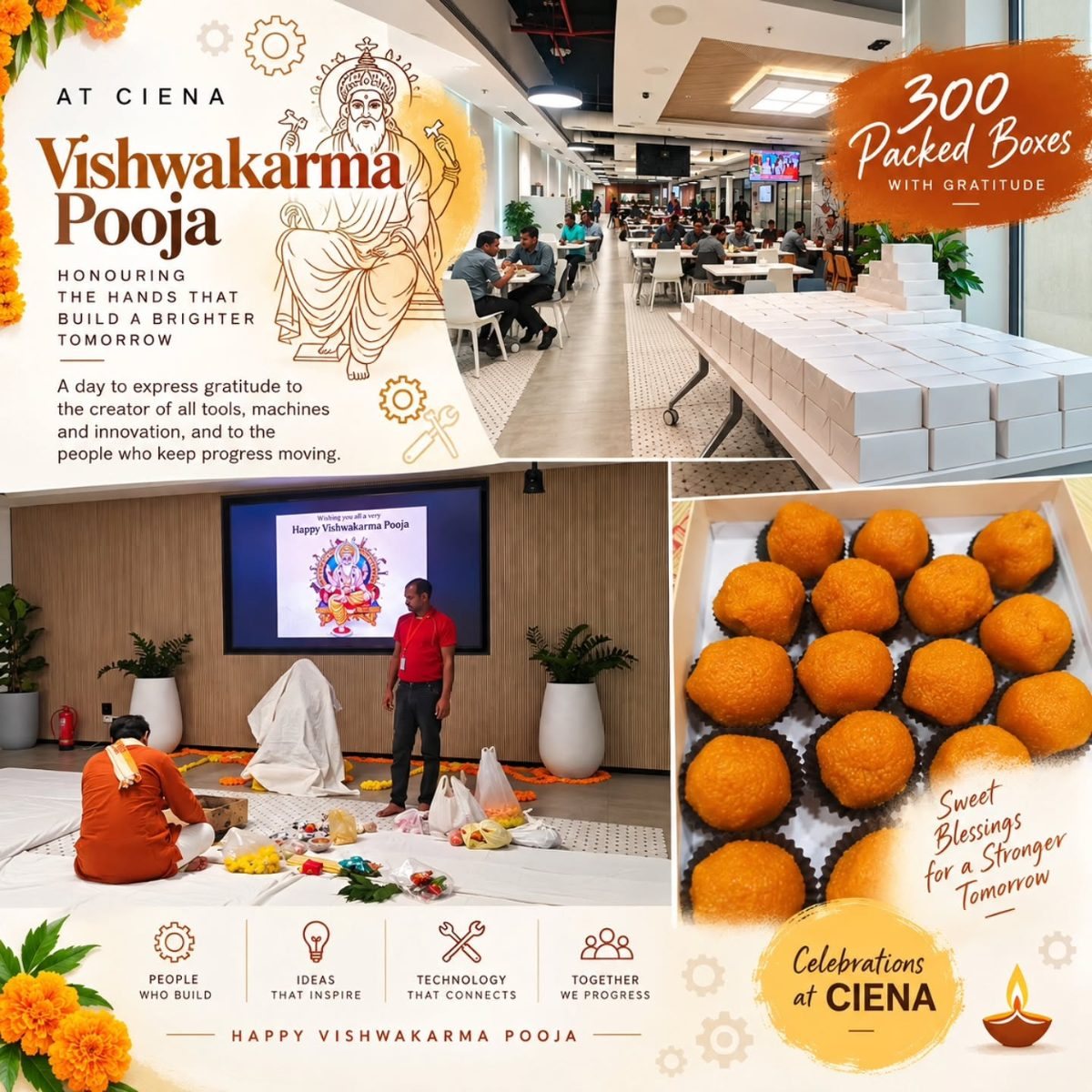 Vishwakarma Pooja celebration at Ciena with 300 packed boxes